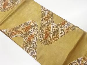 引箔曲線に荒波模様織出し名古屋帯